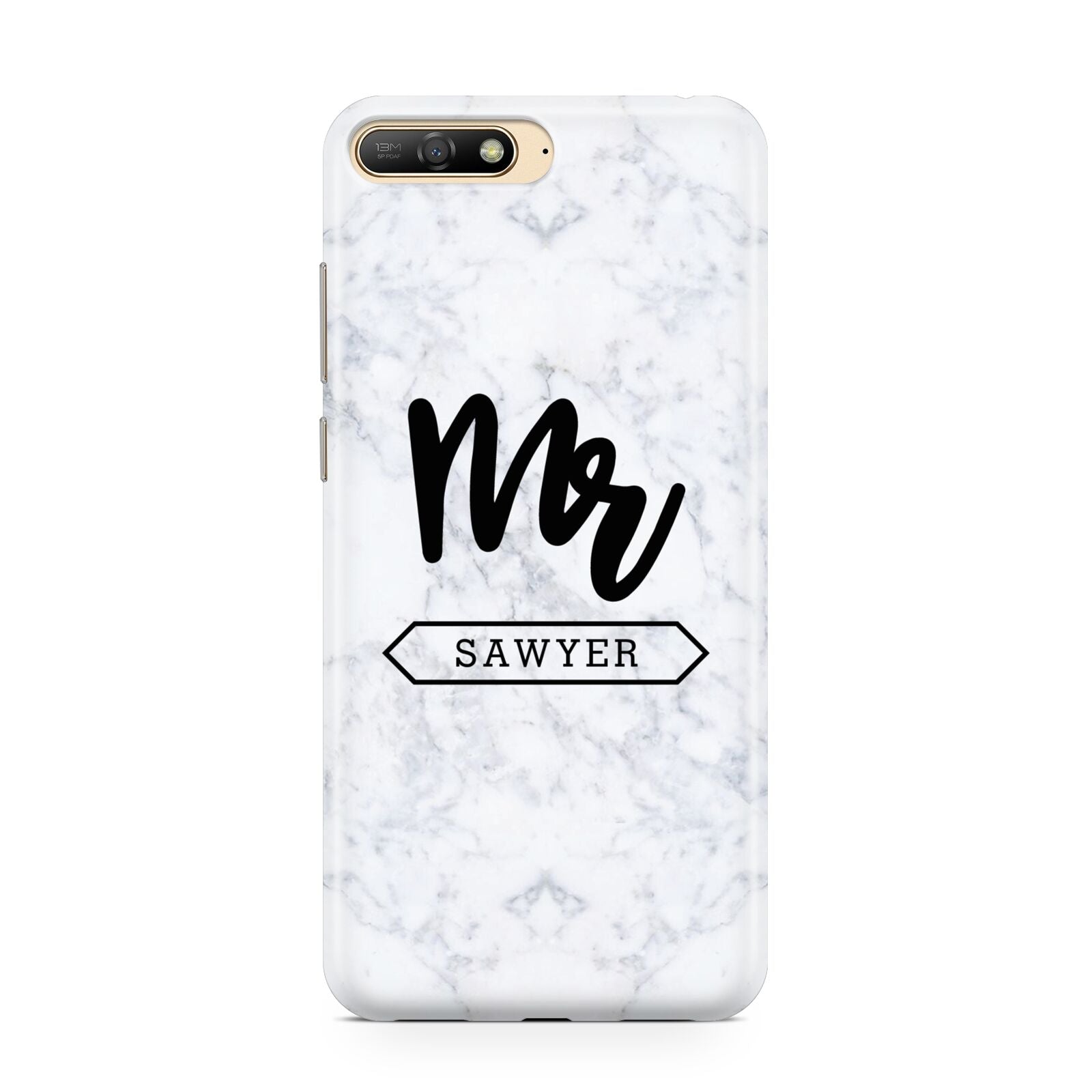 Personalised Black Mr Surname On Marble Huawei Y6 2018