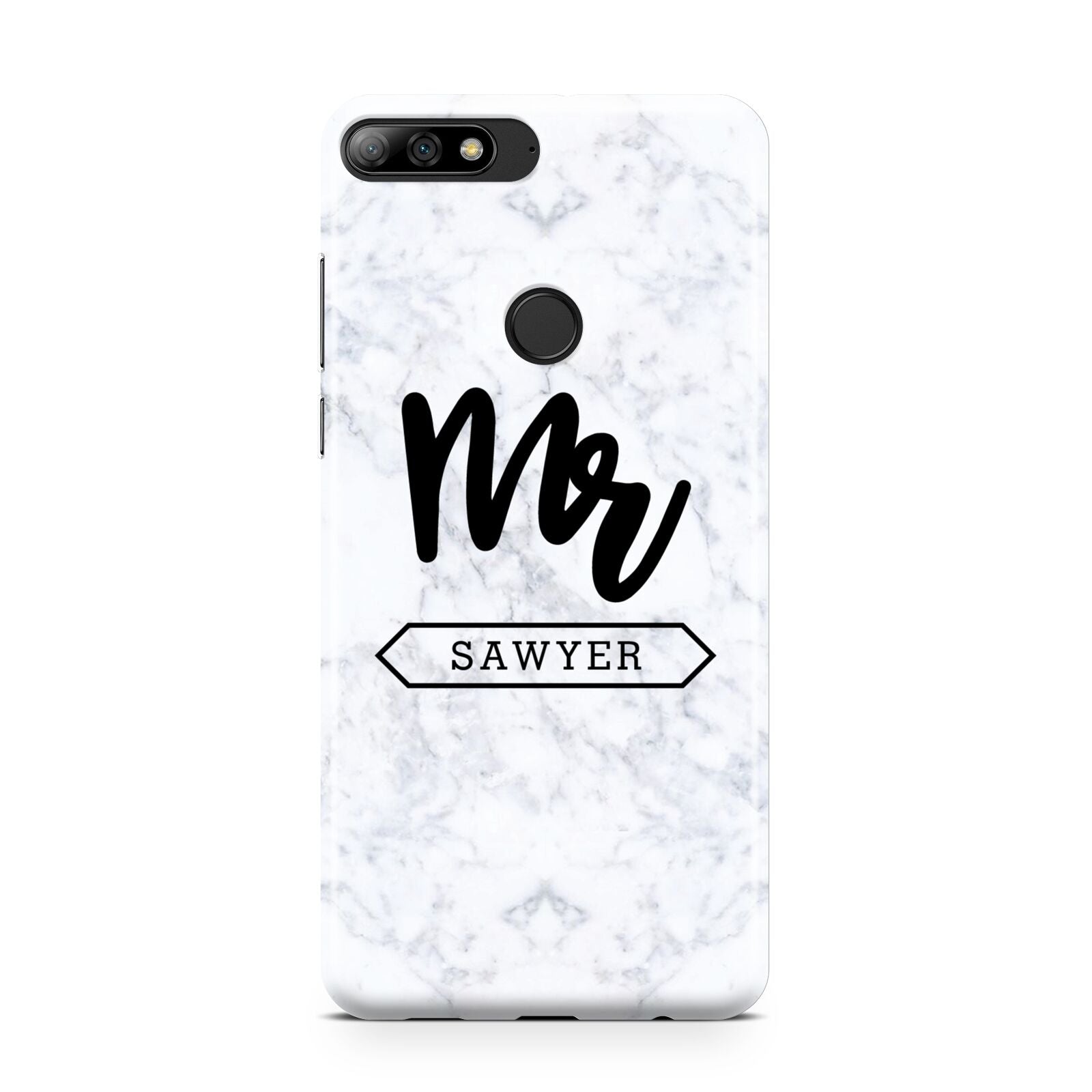 Personalised Black Mr Surname On Marble Huawei Y7 2018