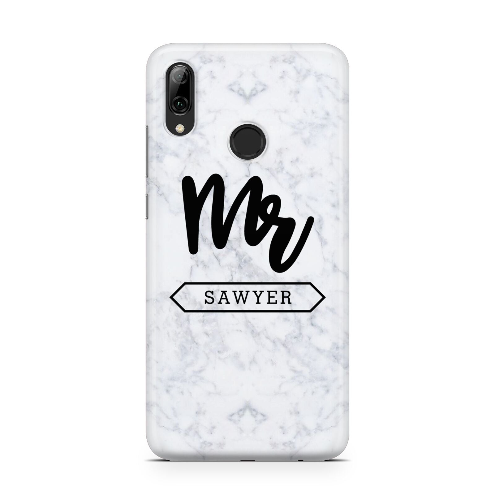 Personalised Black Mr Surname On Marble Huawei Y7 2019