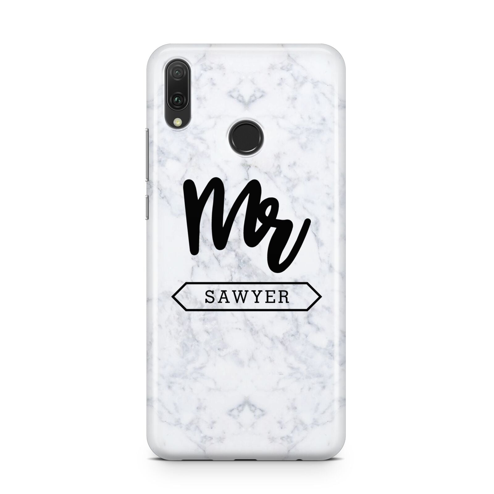 Personalised Black Mr Surname On Marble Huawei Y9 2019