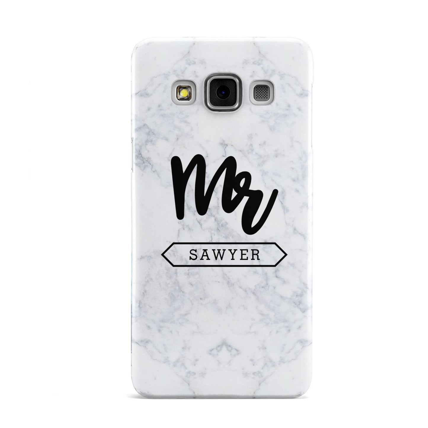 Personalised Black Mr Surname On Marble Samsung Galaxy A3 Case