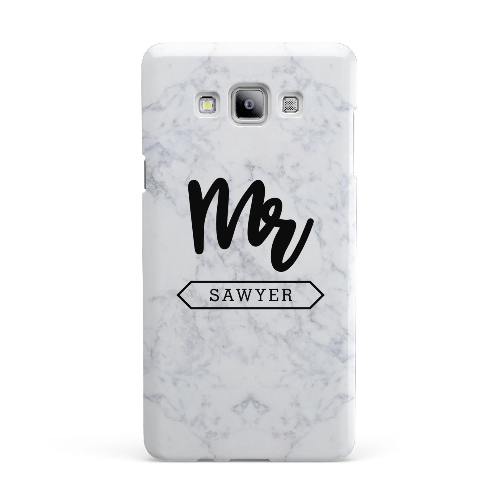 Personalised Black Mr Surname On Marble Samsung Galaxy A7 2015 Case