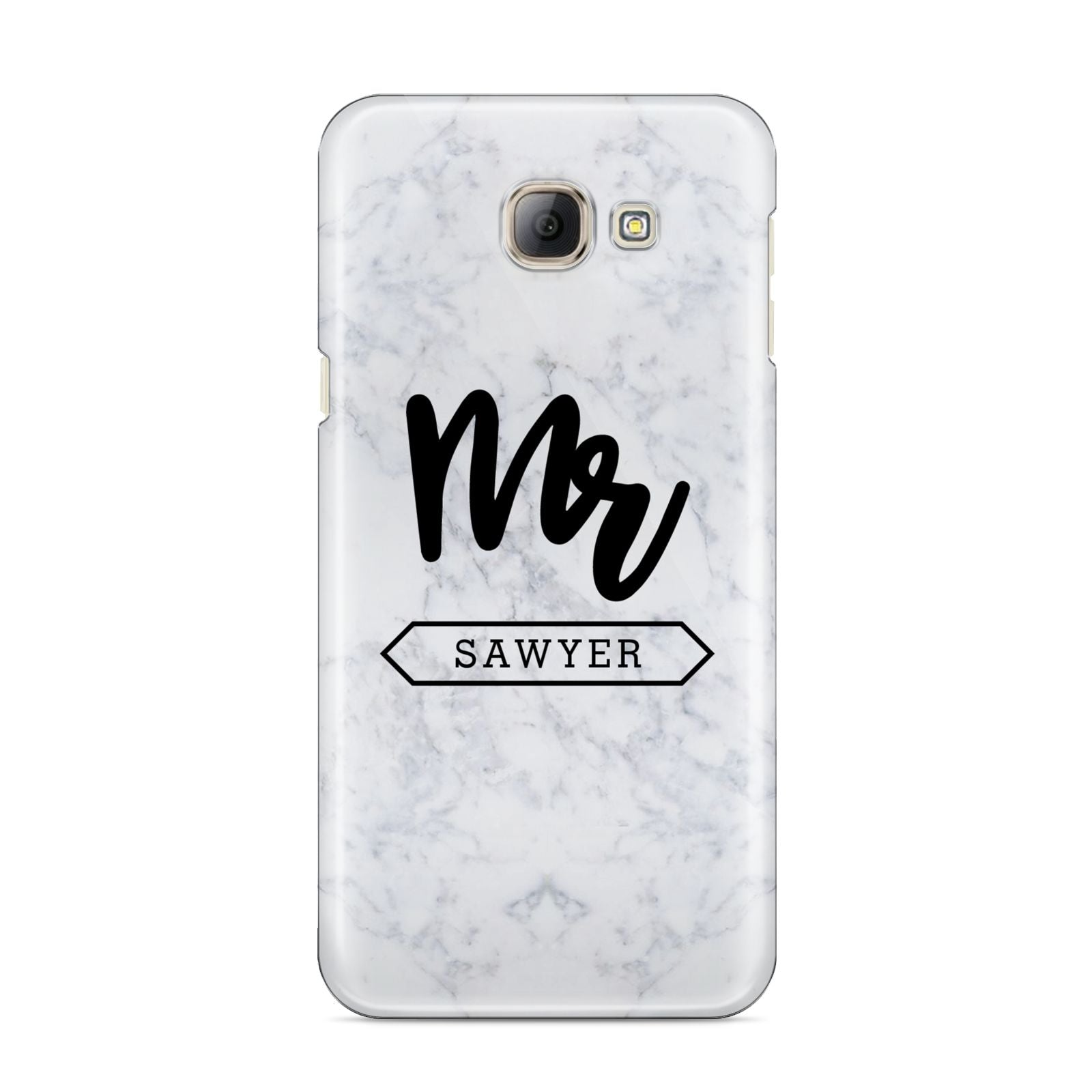 Personalised Black Mr Surname On Marble Samsung Galaxy A8 2016 Case