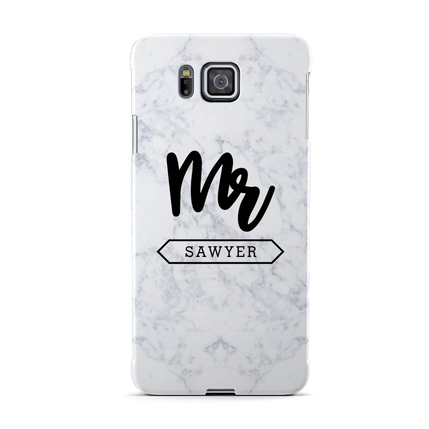 Personalised Black Mr Surname On Marble Samsung Galaxy Alpha Case