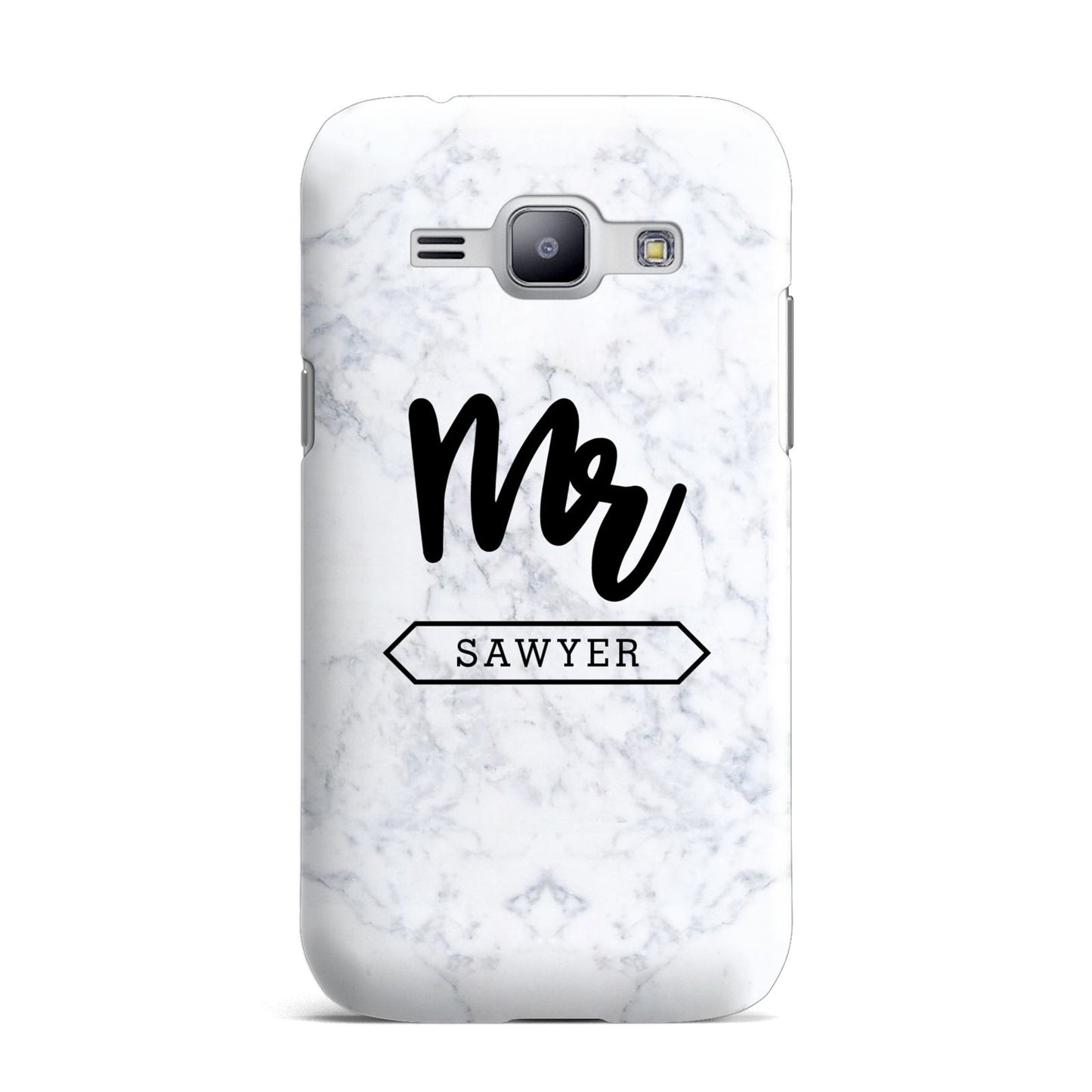 Personalised Black Mr Surname On Marble Samsung Galaxy J1 2015 Case