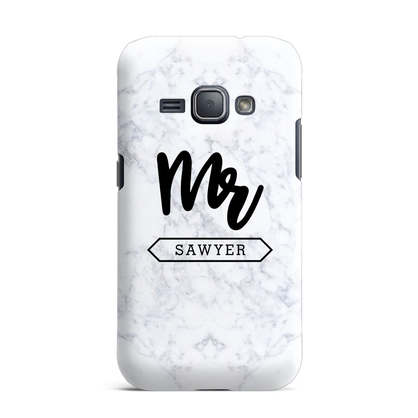 Personalised Black Mr Surname On Marble Samsung Galaxy J1 2016 Case