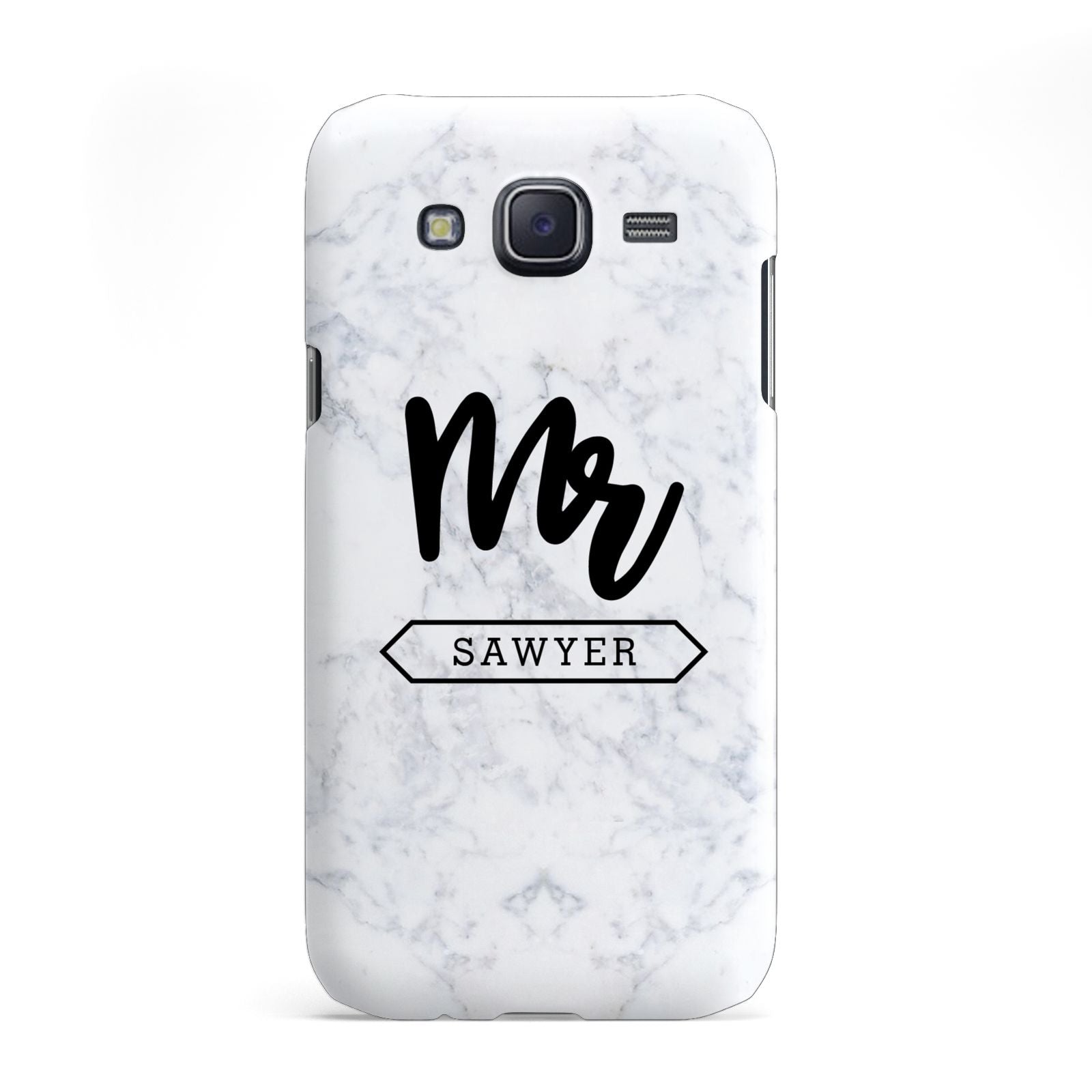 Personalised Black Mr Surname On Marble Samsung Galaxy J5 Case