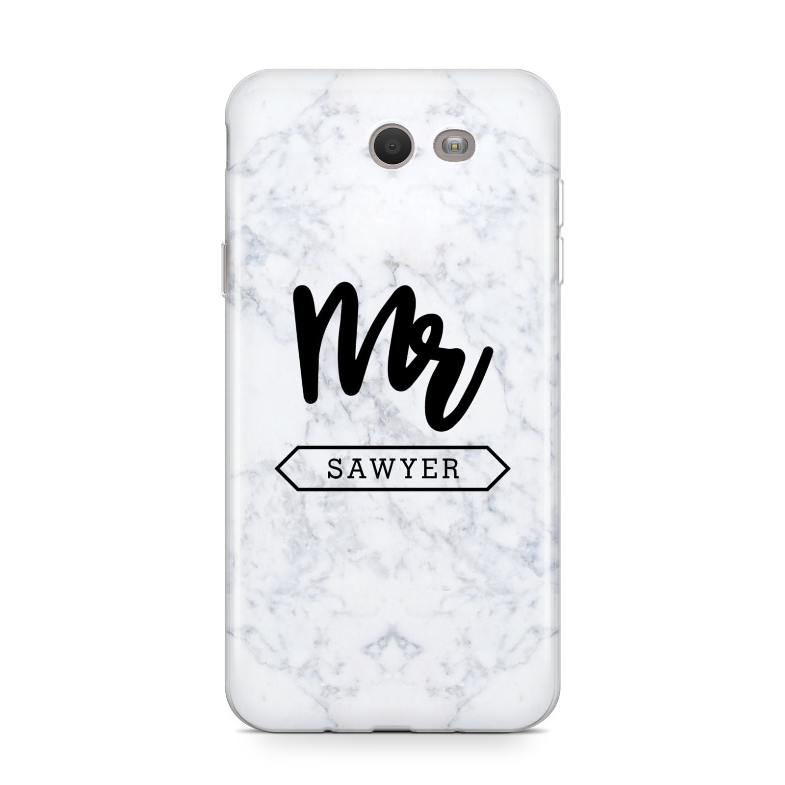 Personalised Black Mr Surname On Marble Samsung Galaxy J7 2017 Case