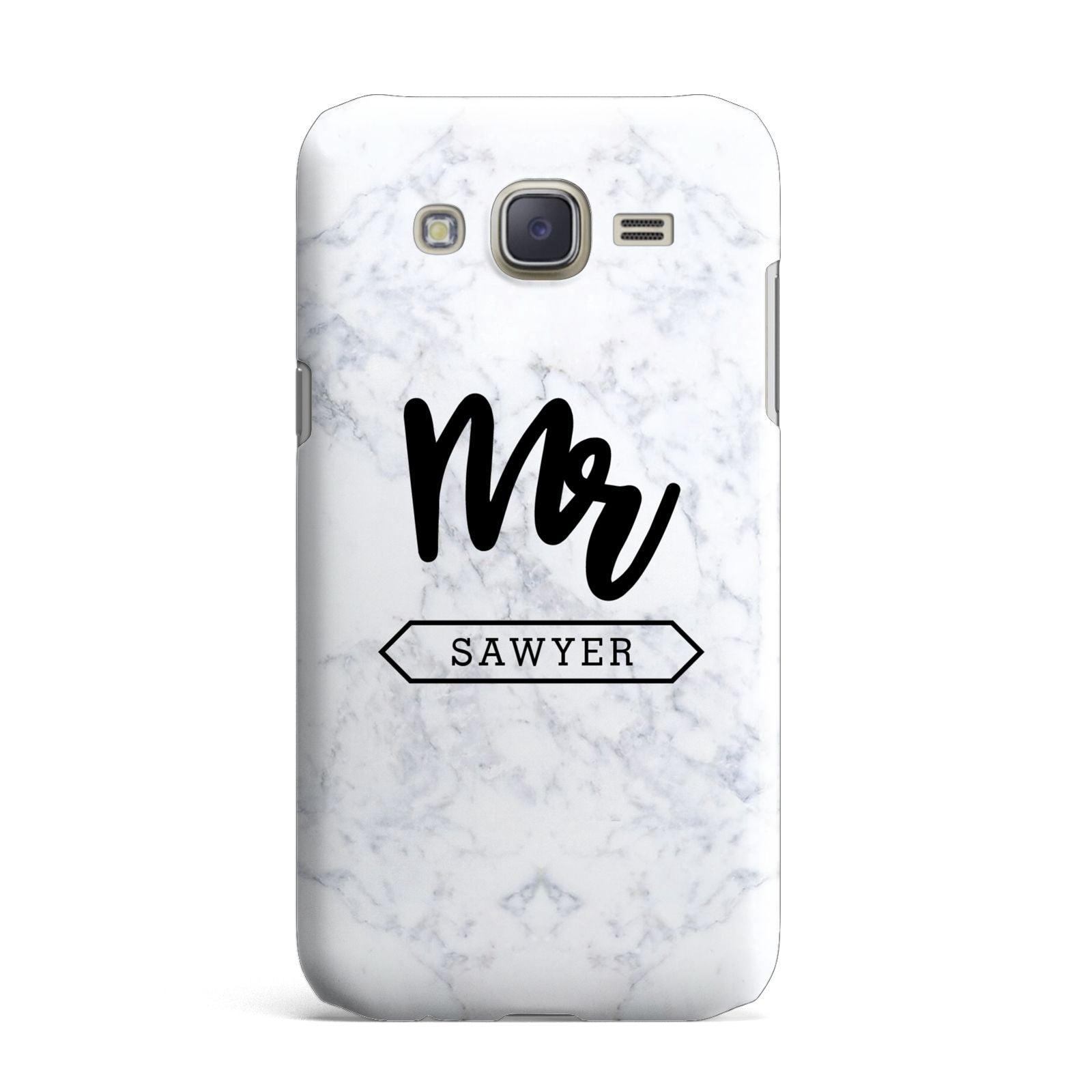 Personalised Black Mr Surname On Marble Samsung Galaxy J7 Case