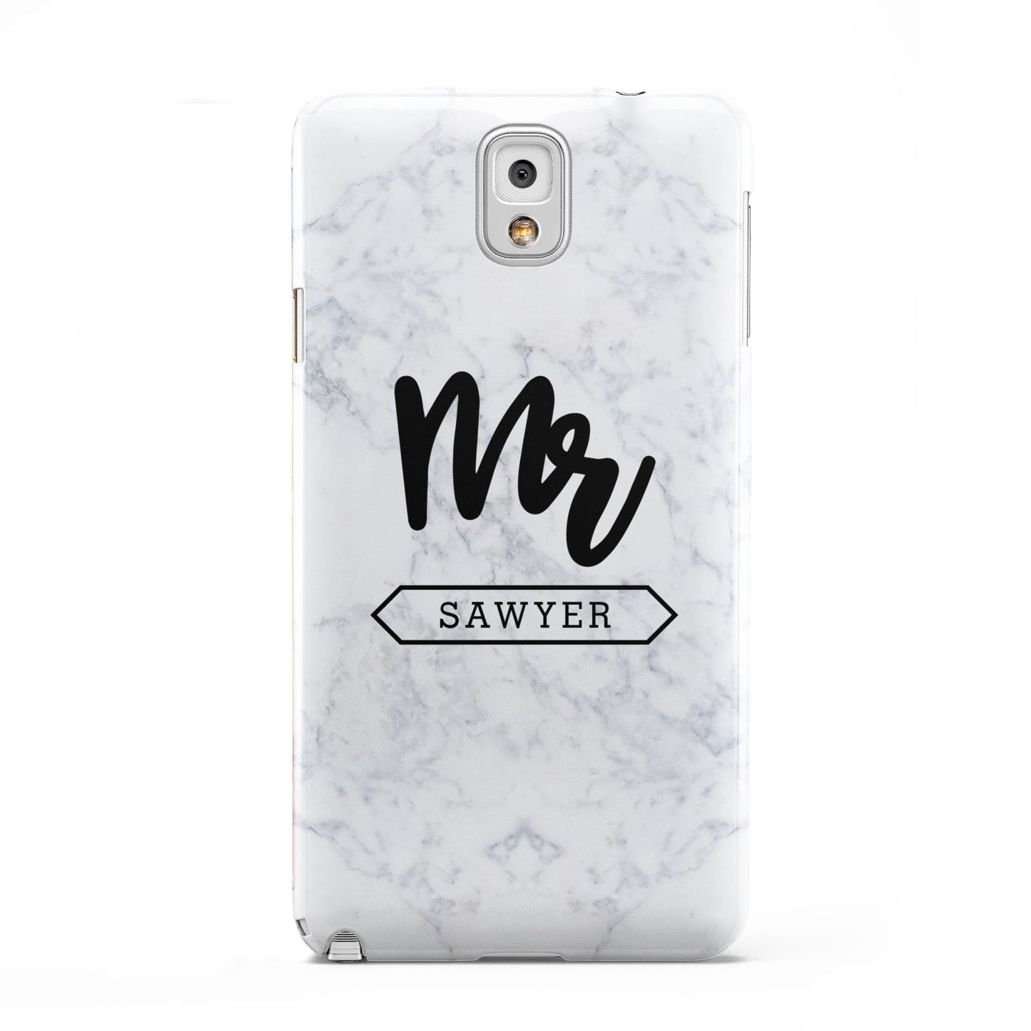 Personalised Black Mr Surname On Marble Samsung Galaxy Note 3 Case