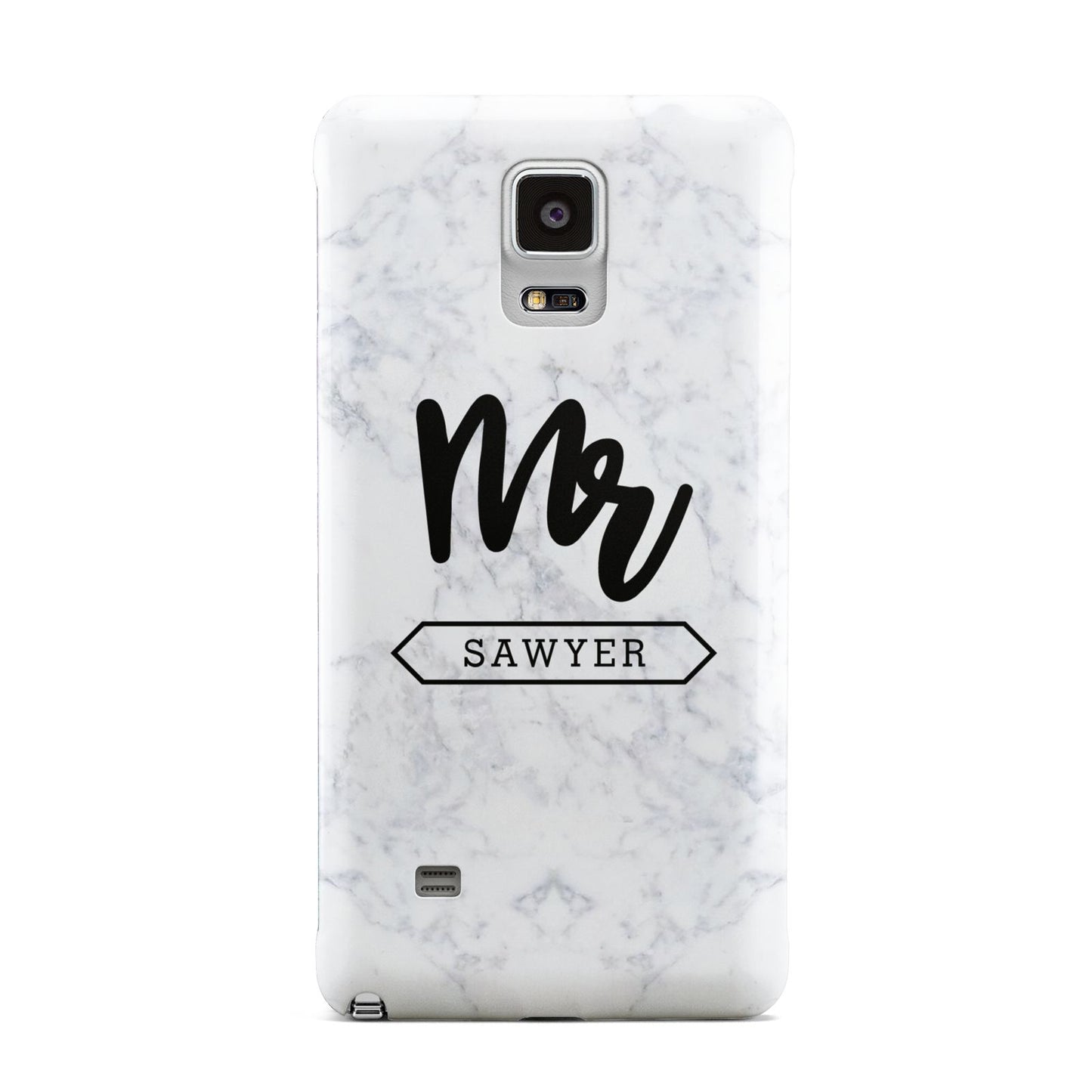 Personalised Black Mr Surname On Marble Samsung Galaxy Note 4 Case