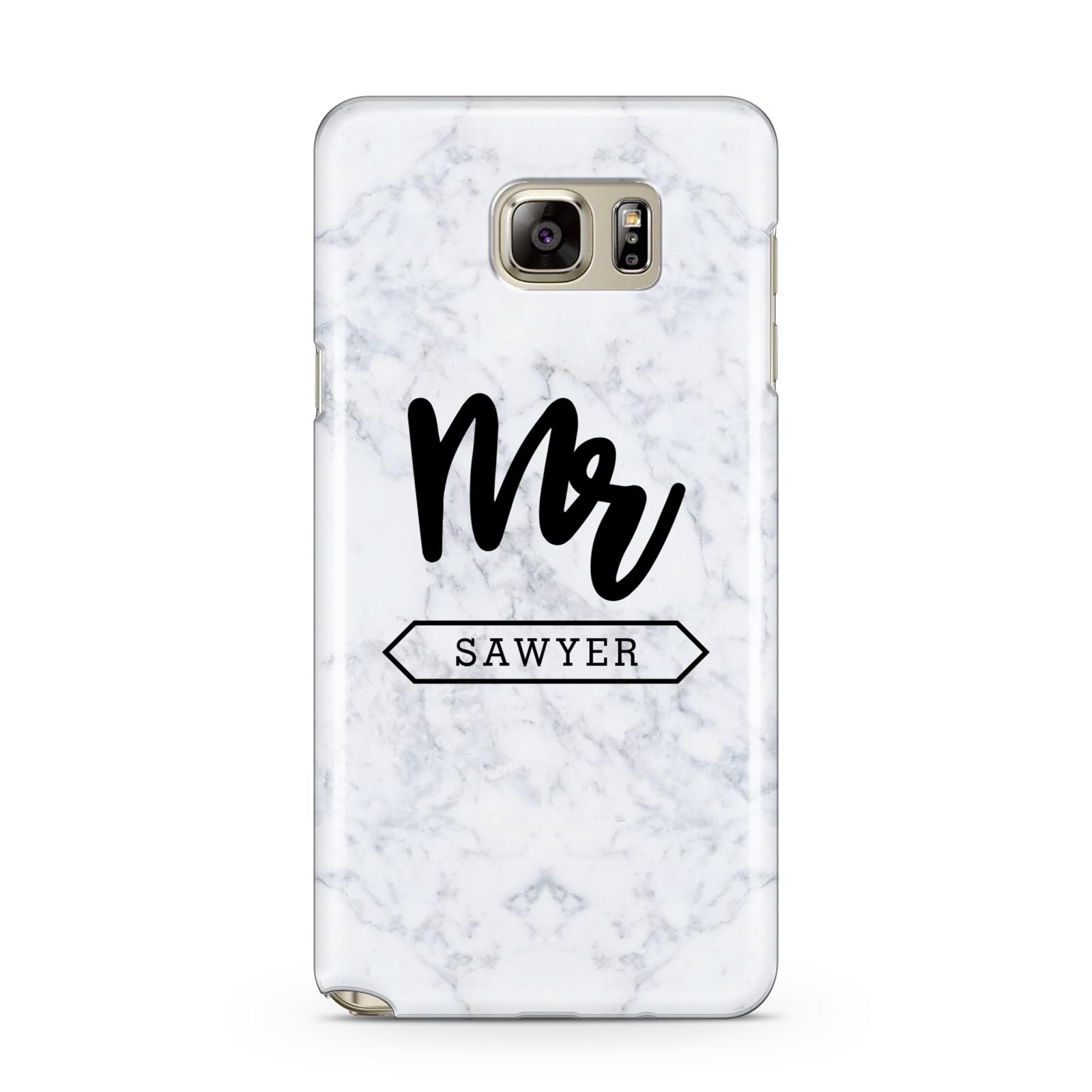 Personalised Black Mr Surname On Marble Samsung Galaxy Note 5 Case