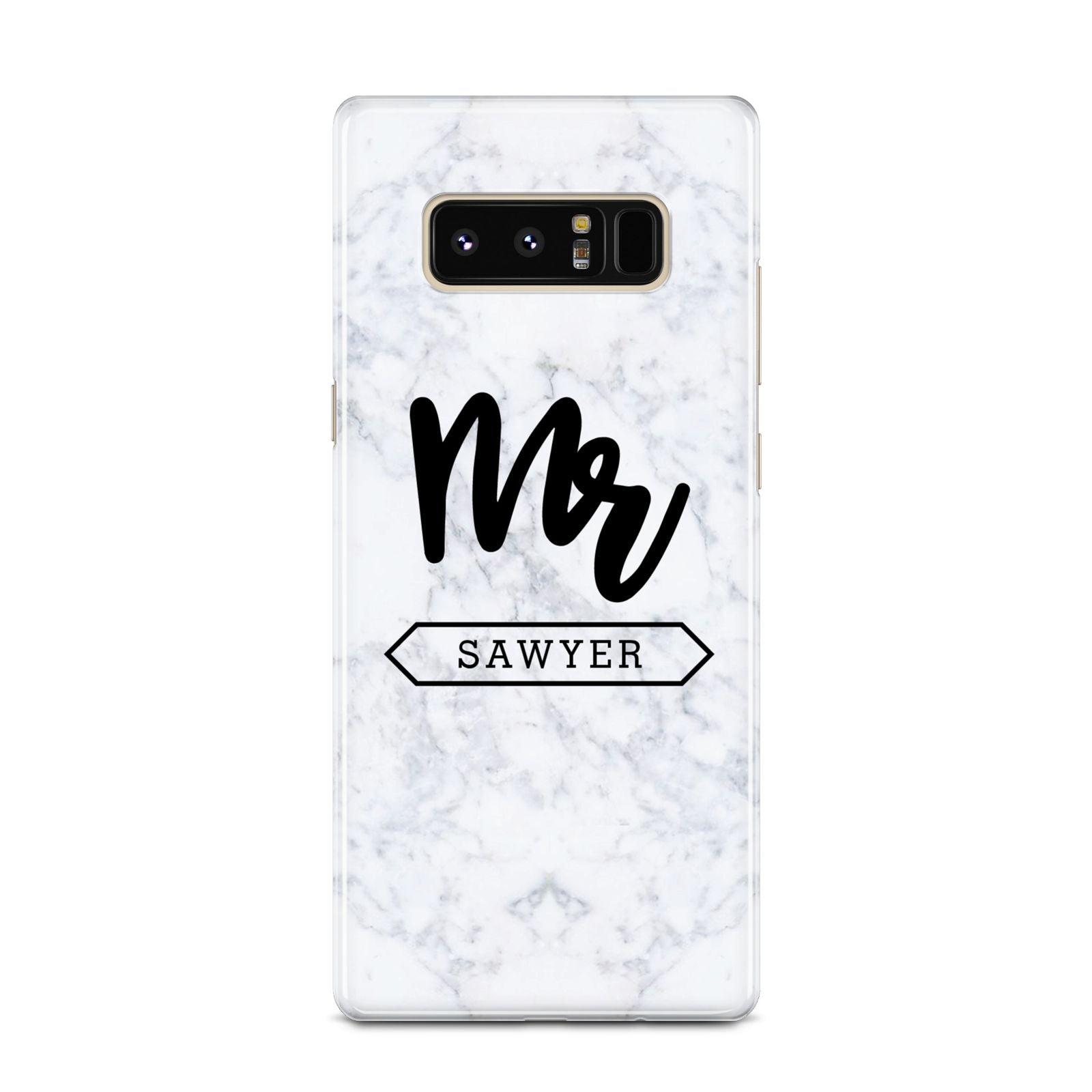 Personalised Black Mr Surname On Marble Samsung Galaxy Note 8 Case