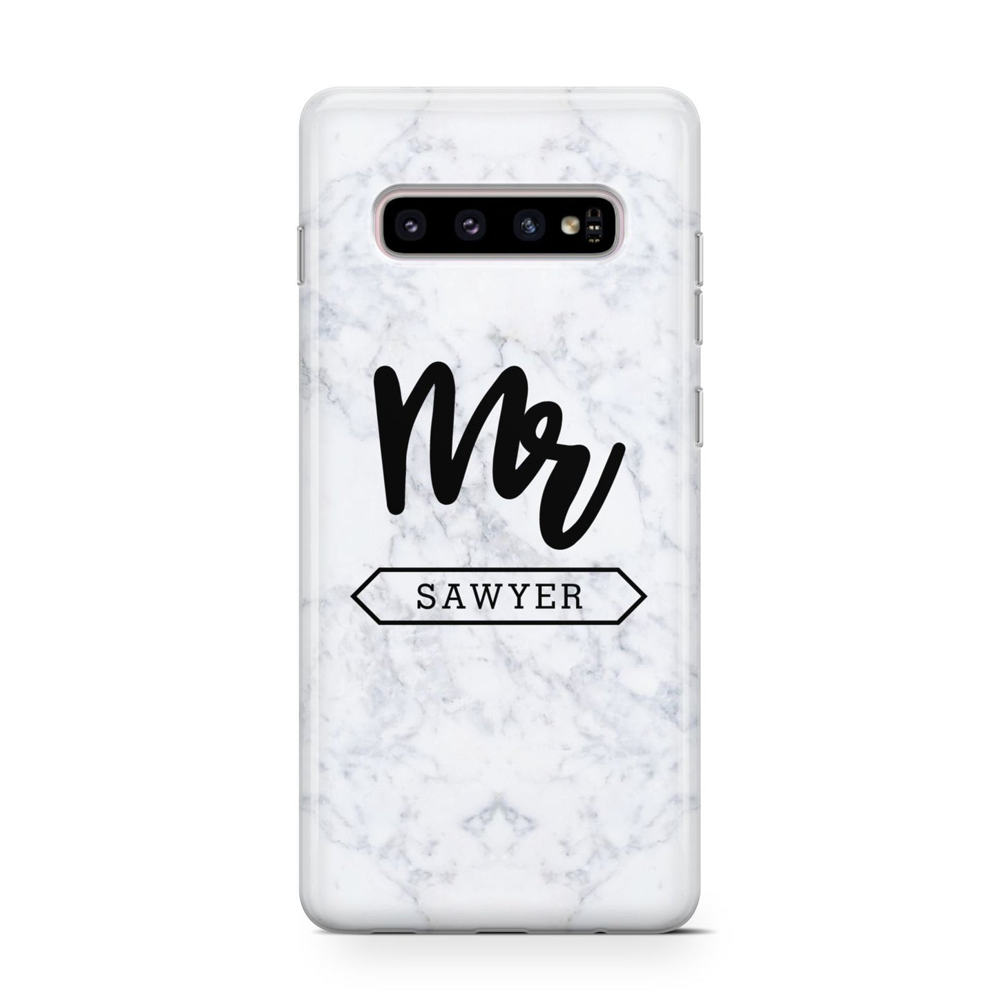 Personalised Black Mr Surname On Marble Samsung Galaxy S10 Case