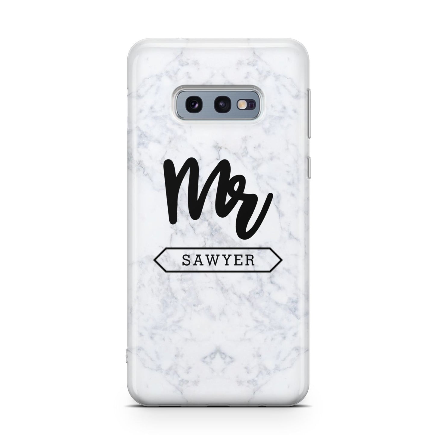 Personalised Black Mr Surname On Marble Samsung Galaxy S10E Case