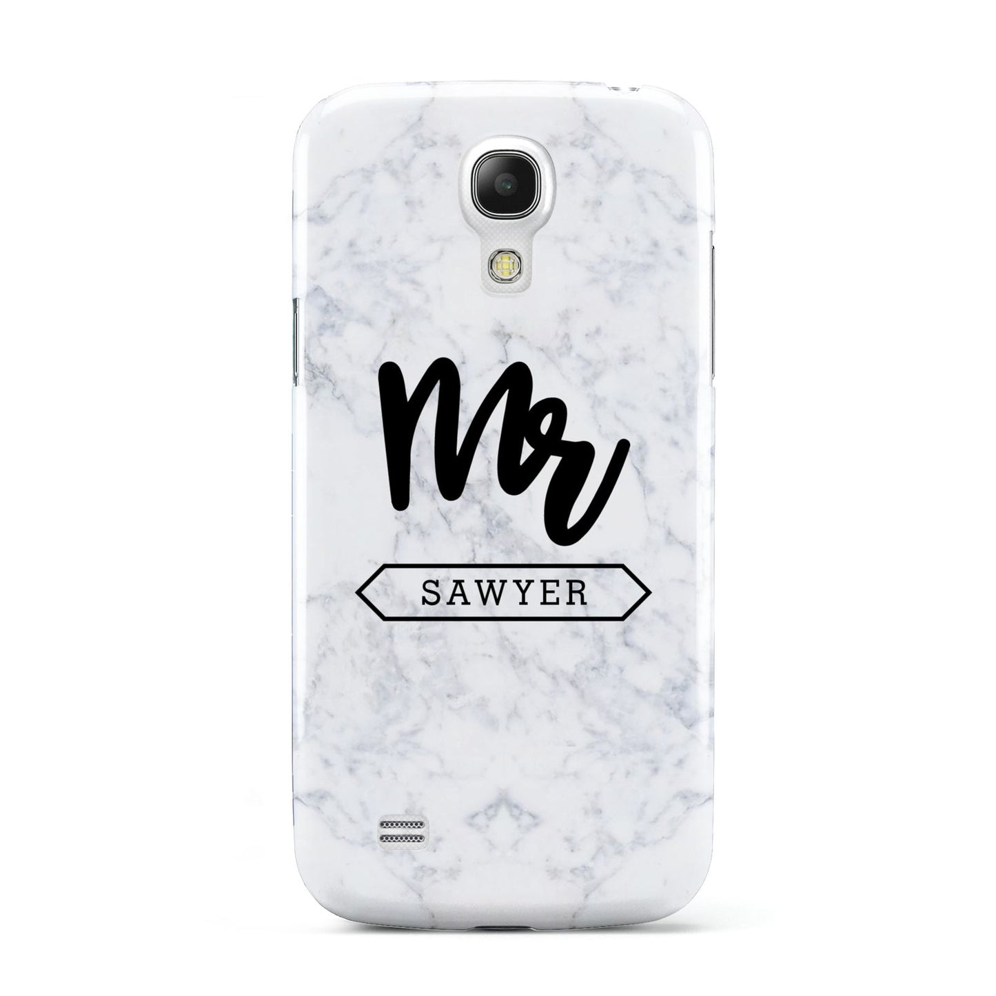 Personalised Black Mr Surname On Marble Samsung Galaxy S4 Mini Case