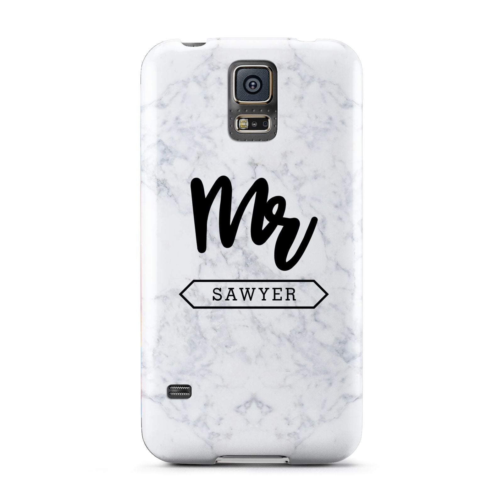 Personalised Black Mr Surname On Marble Samsung Galaxy S5 Case