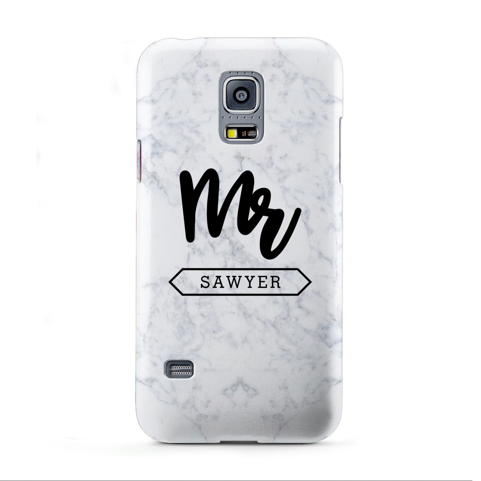 Personalised Black Mr Surname On Marble Samsung Galaxy S5 Mini Case