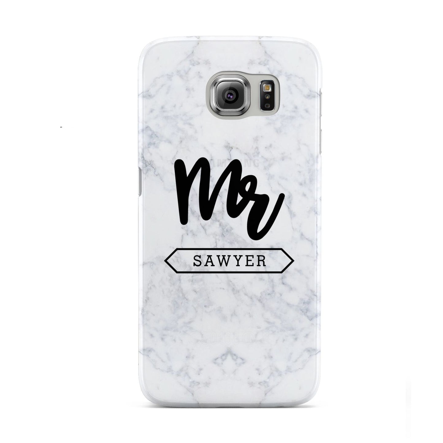 Personalised Black Mr Surname On Marble Samsung Galaxy S6 Case