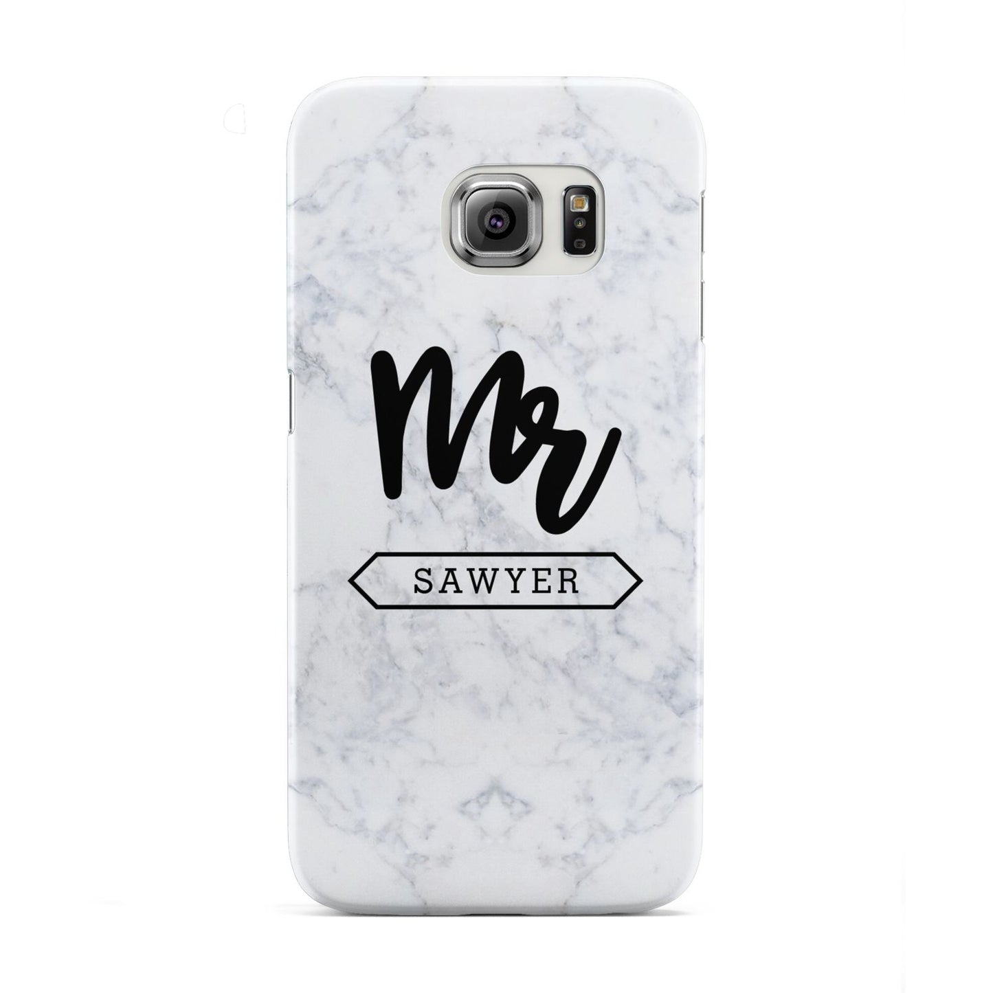 Personalised Black Mr Surname On Marble Samsung Galaxy S6 Edge Case