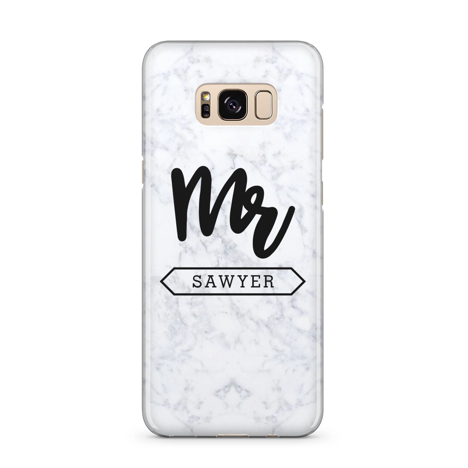 Personalised Black Mr Surname On Marble Samsung Galaxy S8 Plus Case