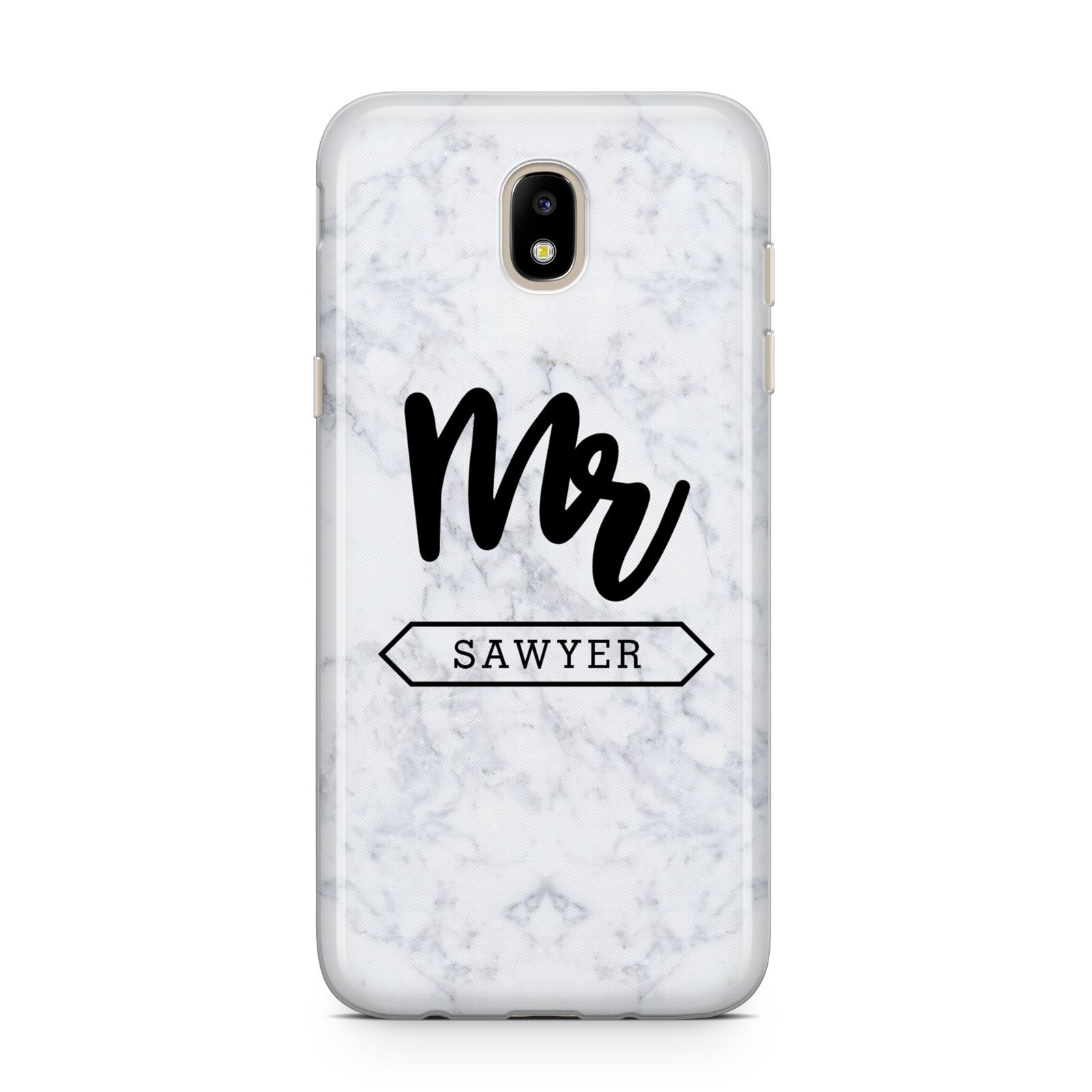 Personalised Black Mr Surname On Marble Samsung J5 2017 Case