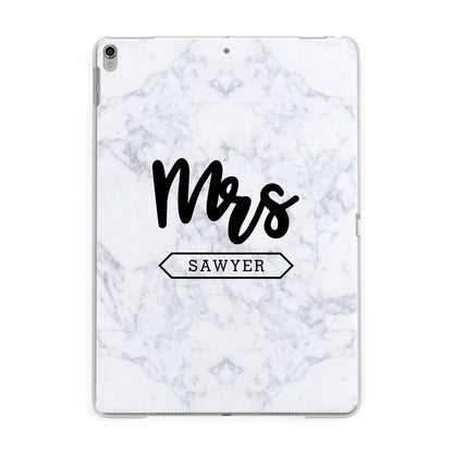 Personalised Black Mrs Surname On Marble Apple iPad Silver Case