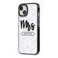 Personalised Black Mrs Surname On Marble iPhone 13 Black Impact Case Side Angle on Silver phone