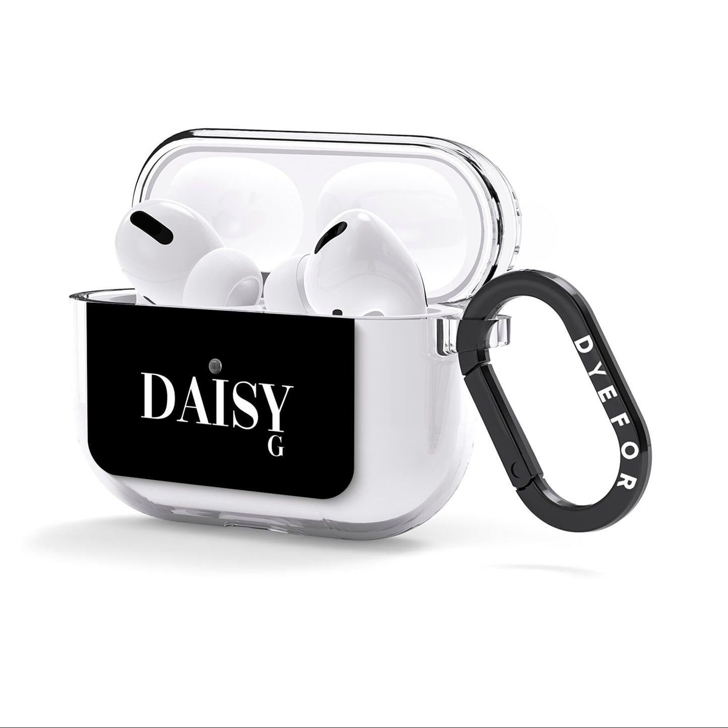 Personalised Black Name AirPods Clear Case 3rd Gen Side Image