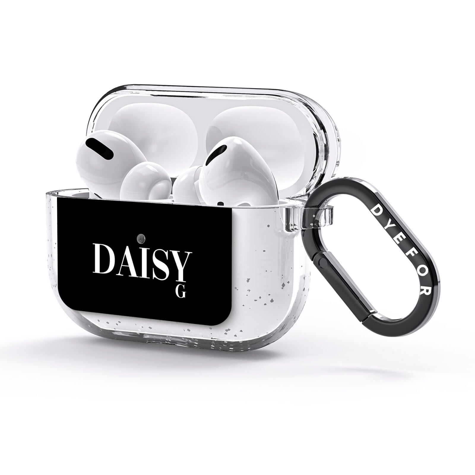 Personalised Black Name AirPods Glitter Case 3rd Gen Side Image