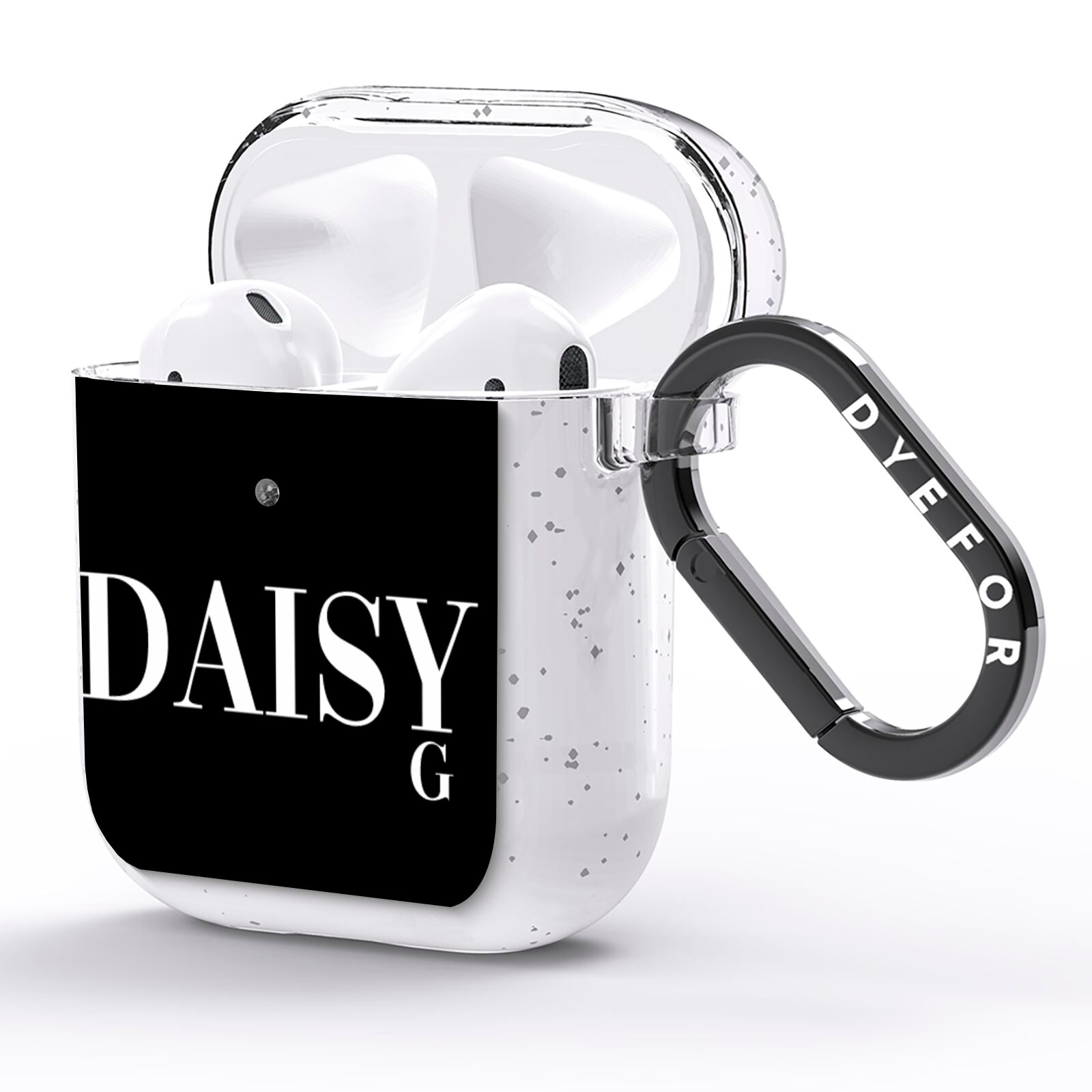 Personalised Black Name AirPods Glitter Case Side Image