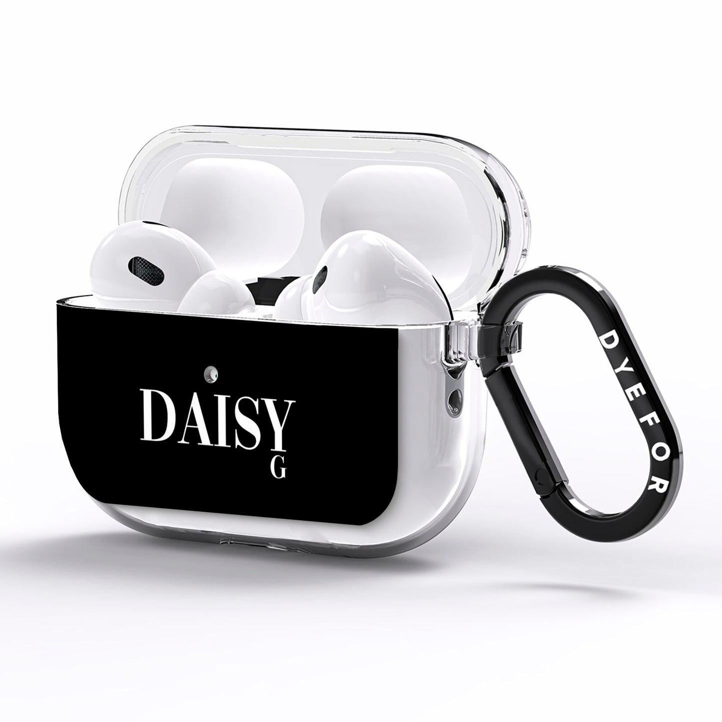 Personalised Black Name AirPods Pro Clear Case Side Image