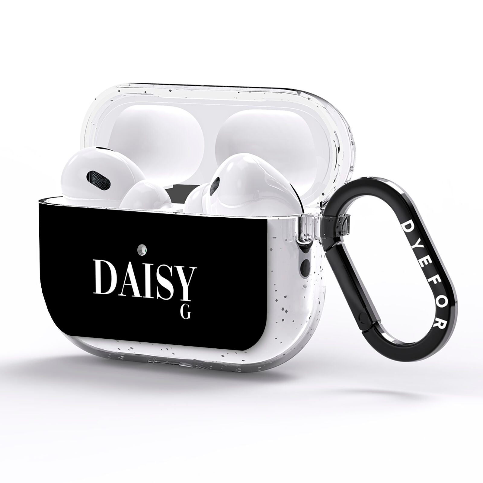 Personalised Black Name AirPods Pro Glitter Case Side Image