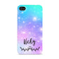 Personalised Black Name Purple Unicorn Marble Apple iPhone 4s Case