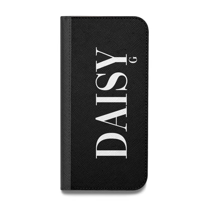 Personalised Black Name Vegan Leather Flip iPhone Case