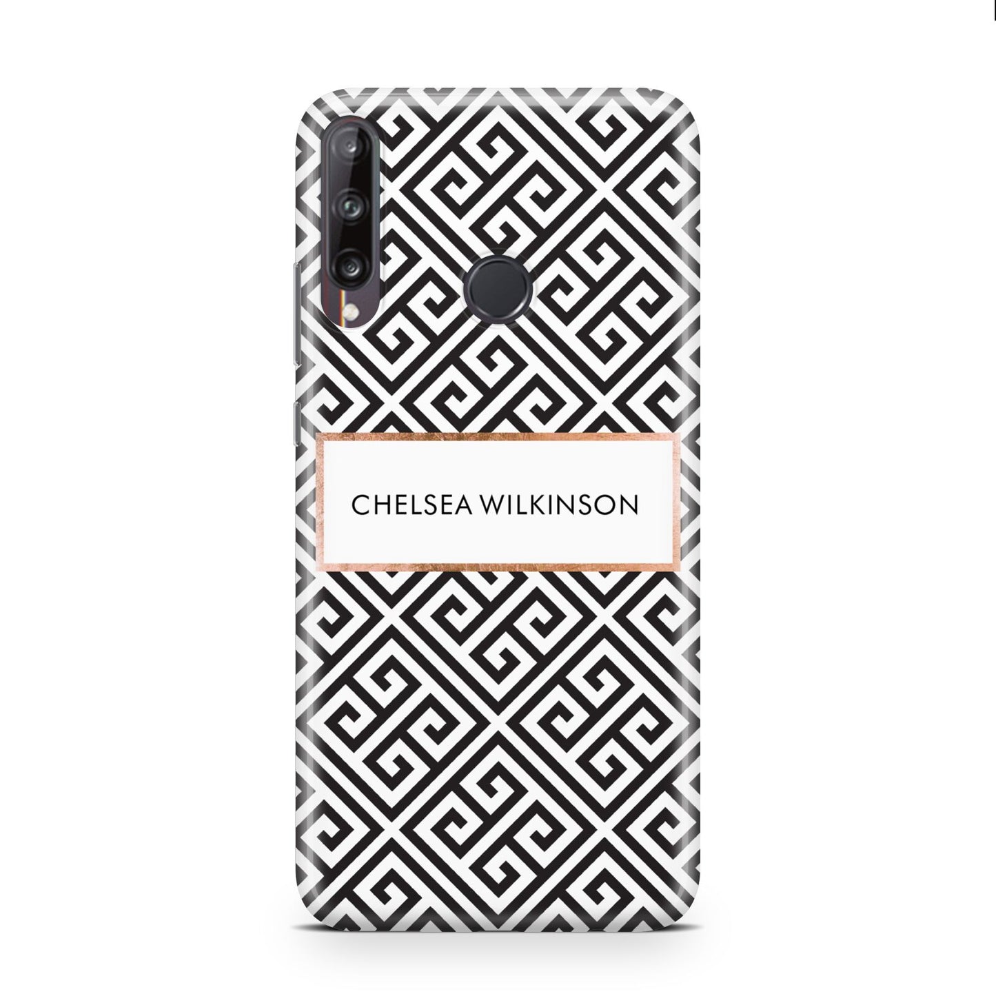 Personalised Black Pattern Name Or Initials Huawei P40 Lite E Phone Case