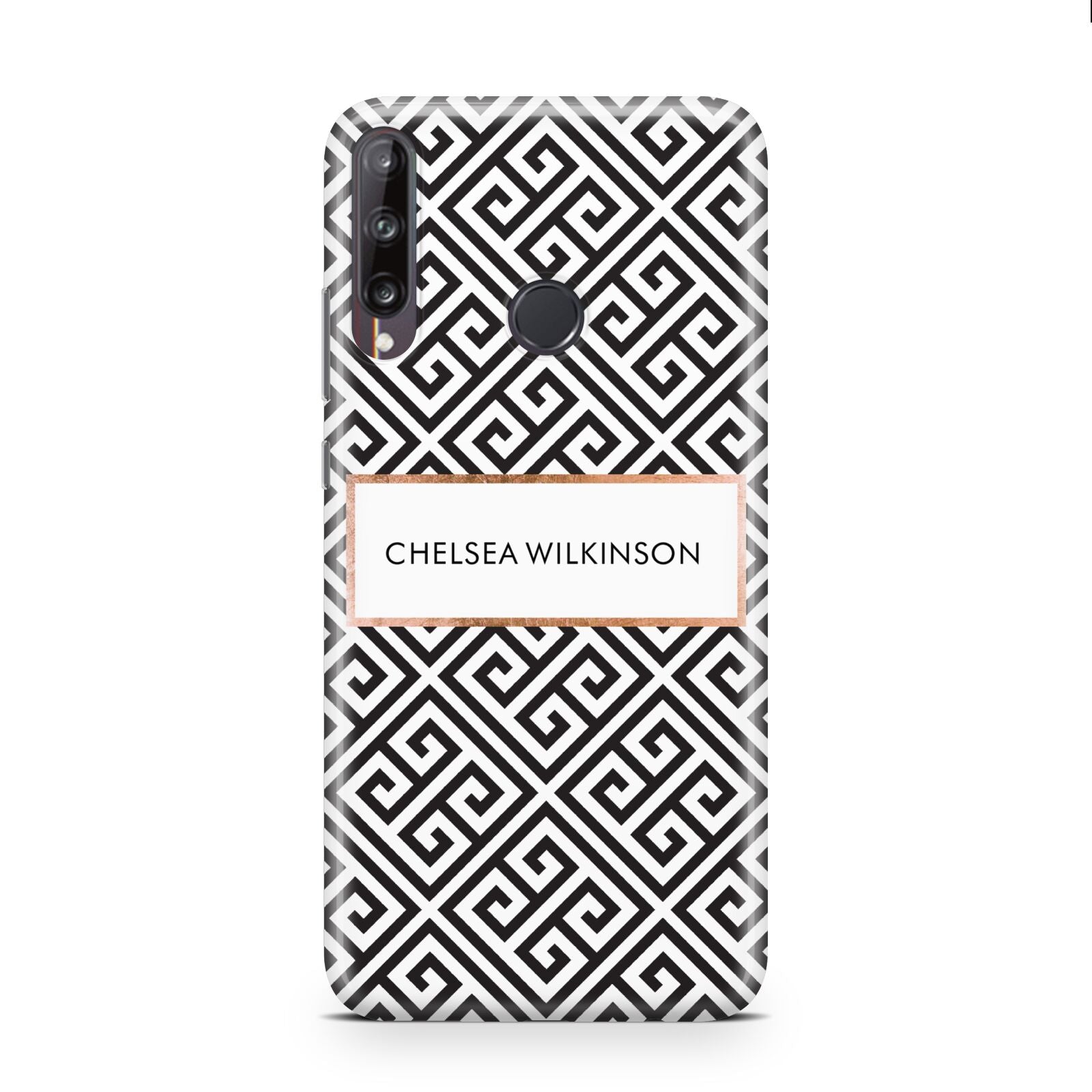 Personalised Black Pattern Name Or Initials Huawei P40 Lite E Phone Case