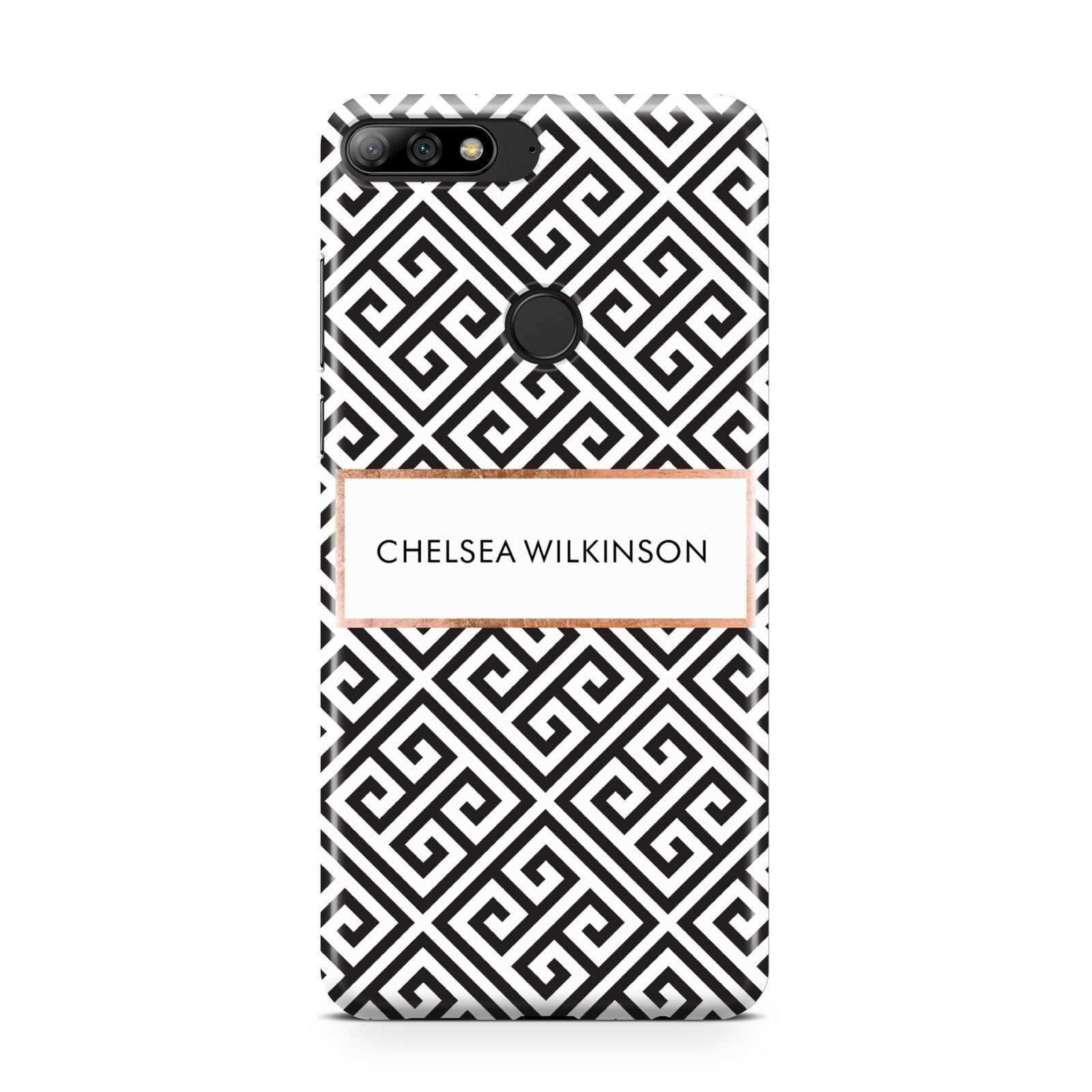 Personalised Black Pattern Name Or Initials Huawei Y7 2018