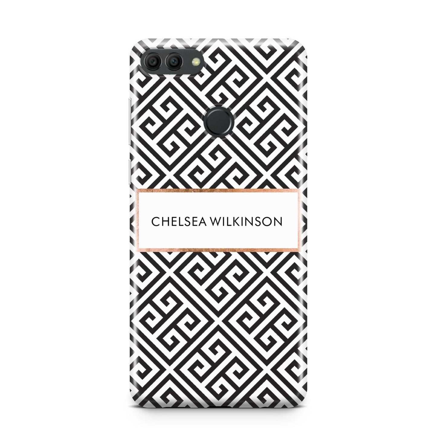 Personalised Black Pattern Name Or Initials Huawei Y9 2018