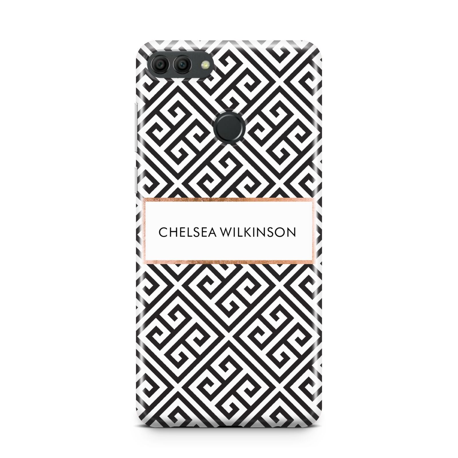 Personalised Black Pattern Name Or Initials Huawei Y9 2018