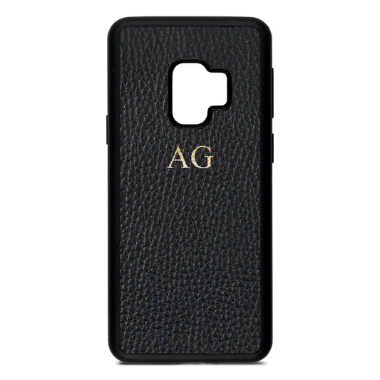 Personalised Black Pebble Leather Samsung S9 Case