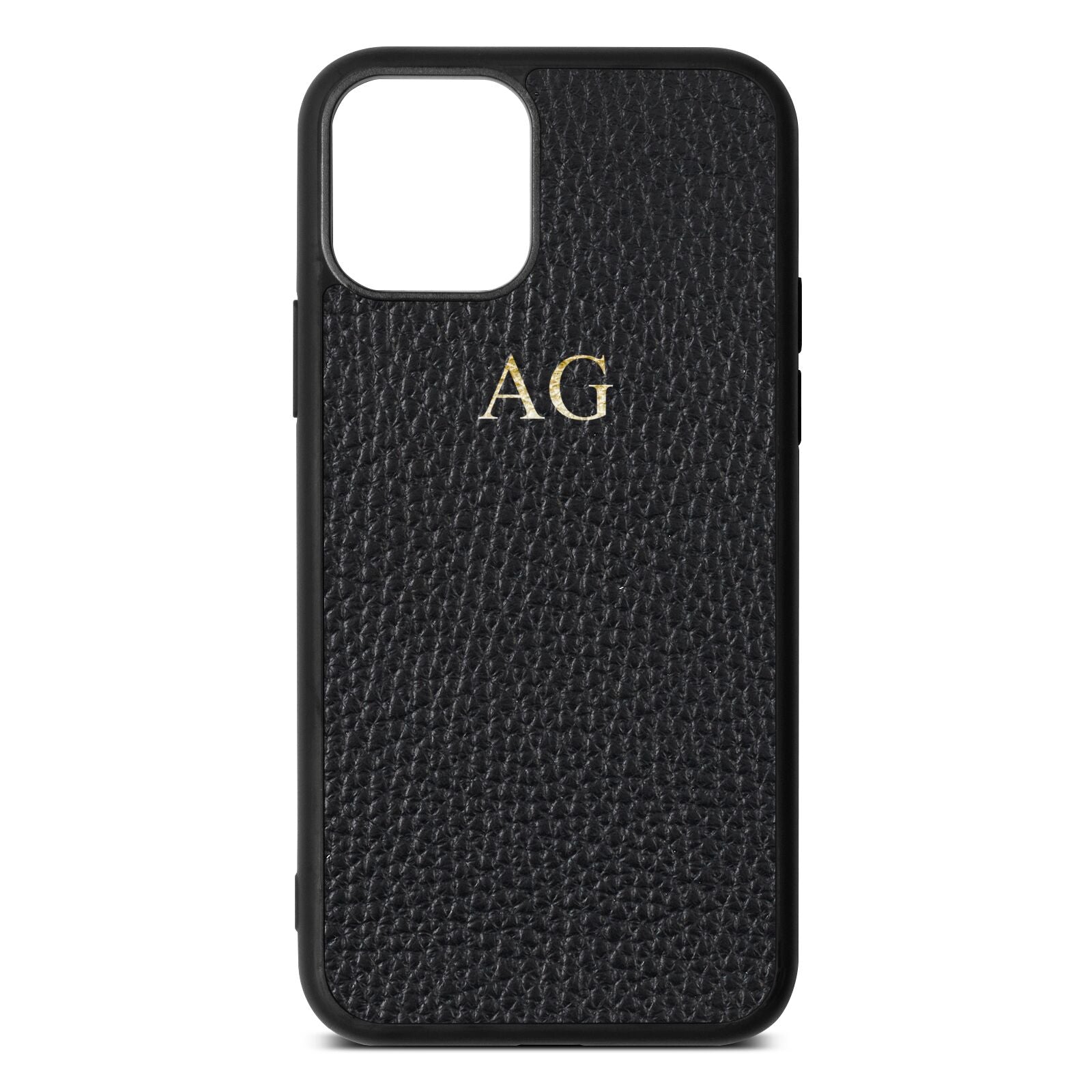 Personalised Pebble Leather Black iPhone Case