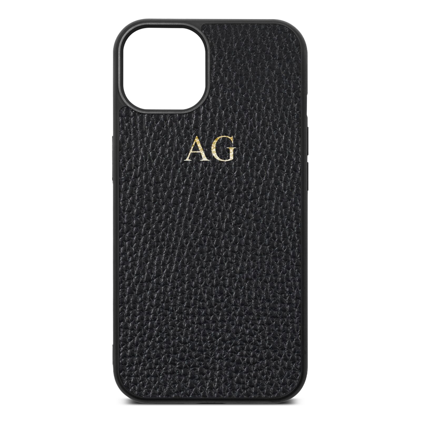 Personalised Pebble Leather Black iPhone Case Dyefor