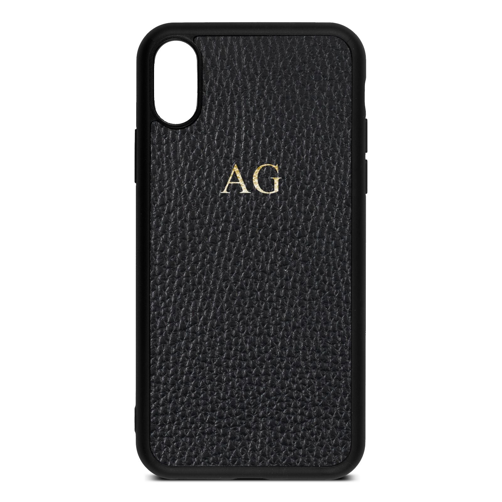 Personalised Pebble Leather Black iPhone Case