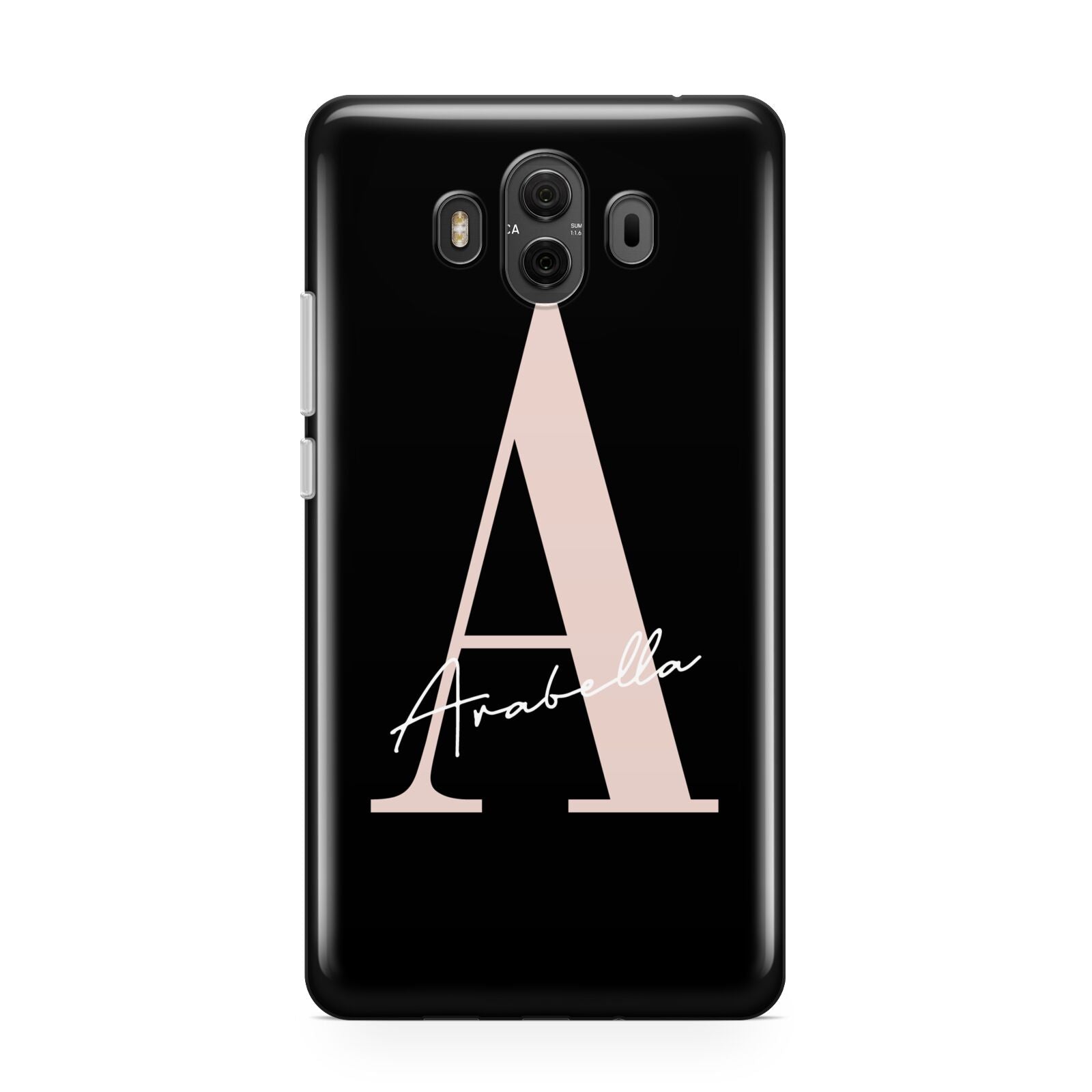 Personalised Black Pink Initial Huawei Mate 10 Protective Phone Case