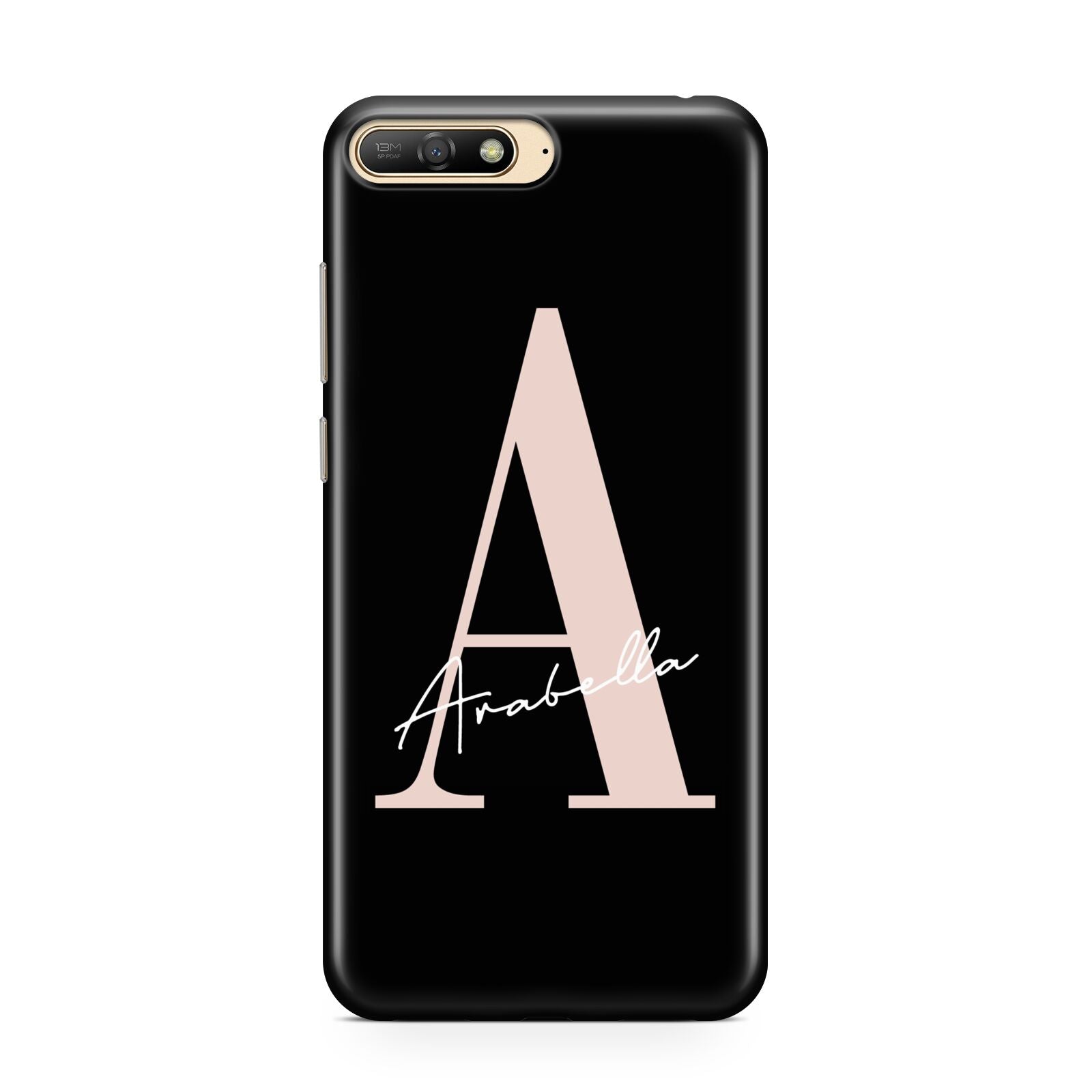 Personalised Black Pink Initial Huawei Y6 2018