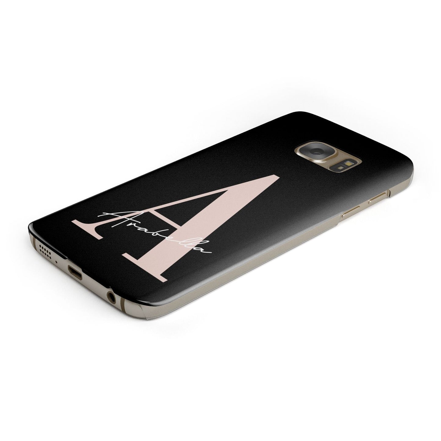 Personalised Black Pink Initial Protective Samsung Galaxy Case Angled Image