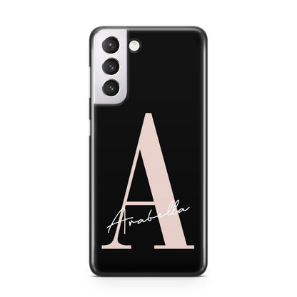 Personalised Black Pink Initial Samsung S21 Case