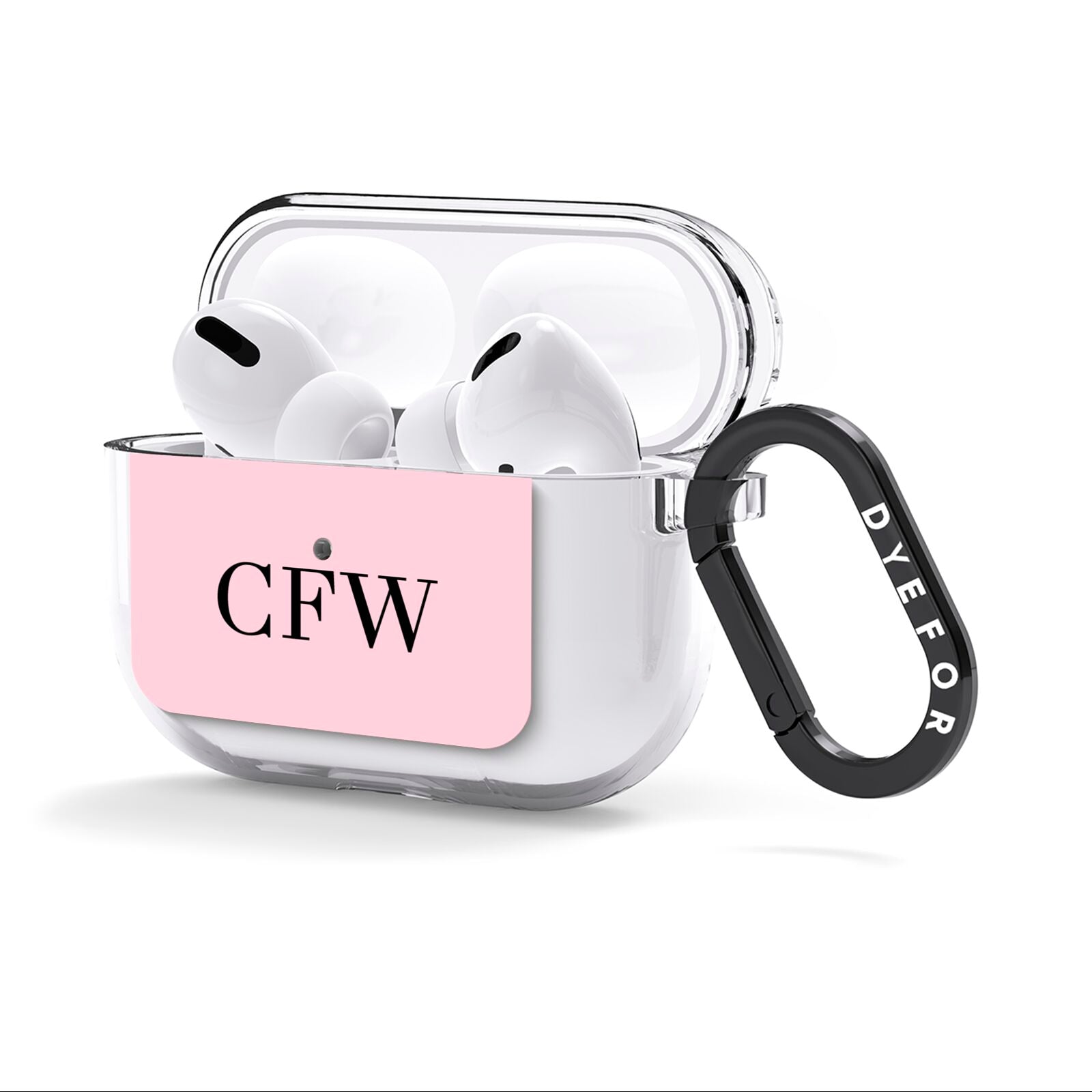 Personalised Black Pink Side Initials AirPods Clear Case 3rd Gen Side Image