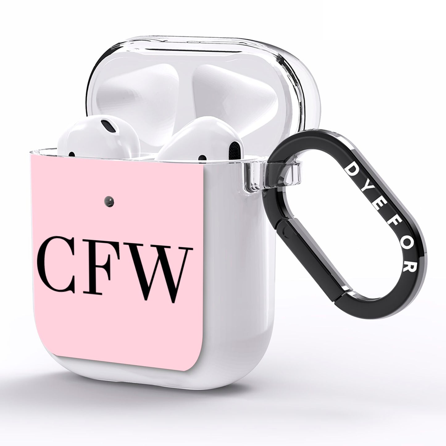 Personalised Black Pink Side Initials AirPods Clear Case Side Image